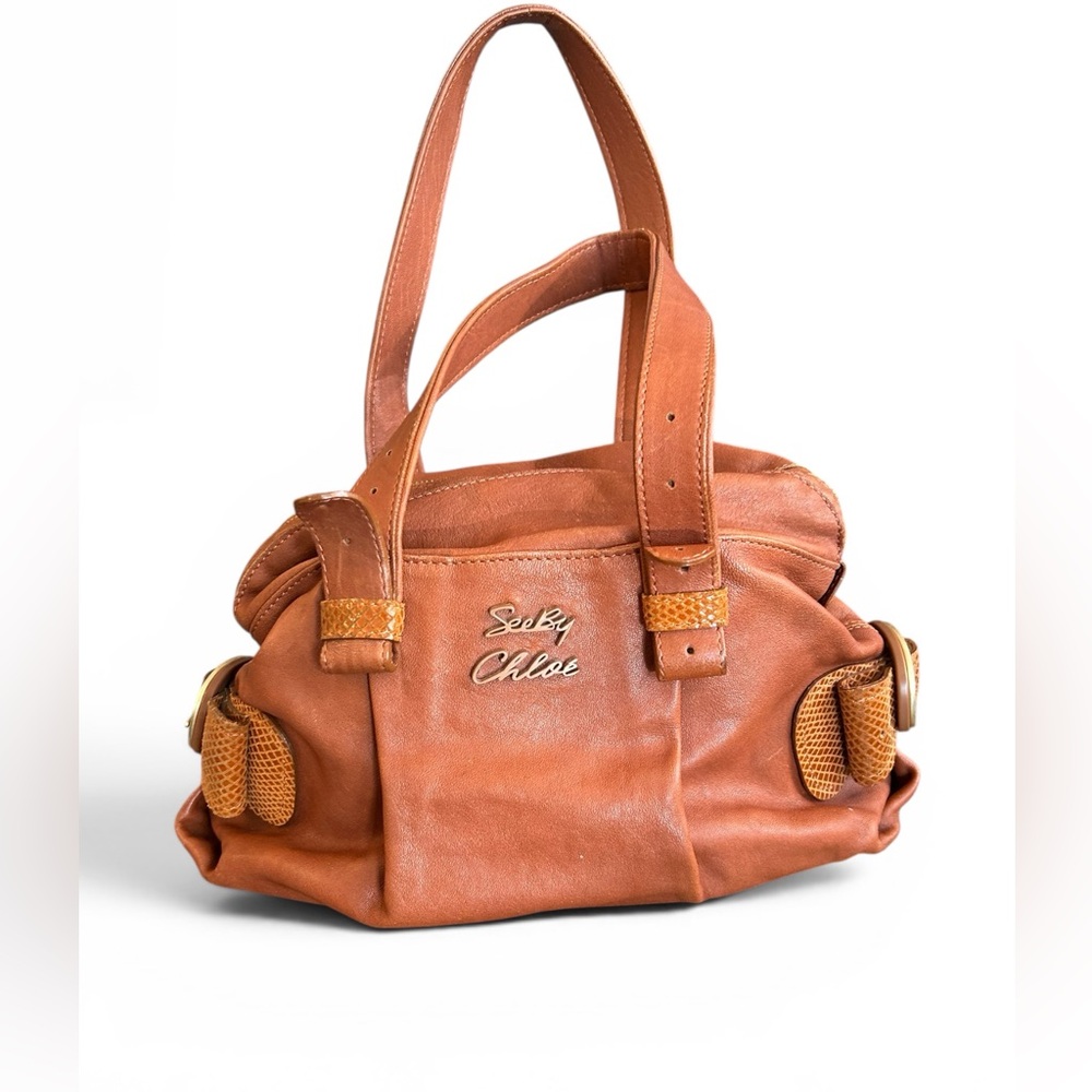 See By Chloe Cognac Leather Shoulder Bag with Dual Straps